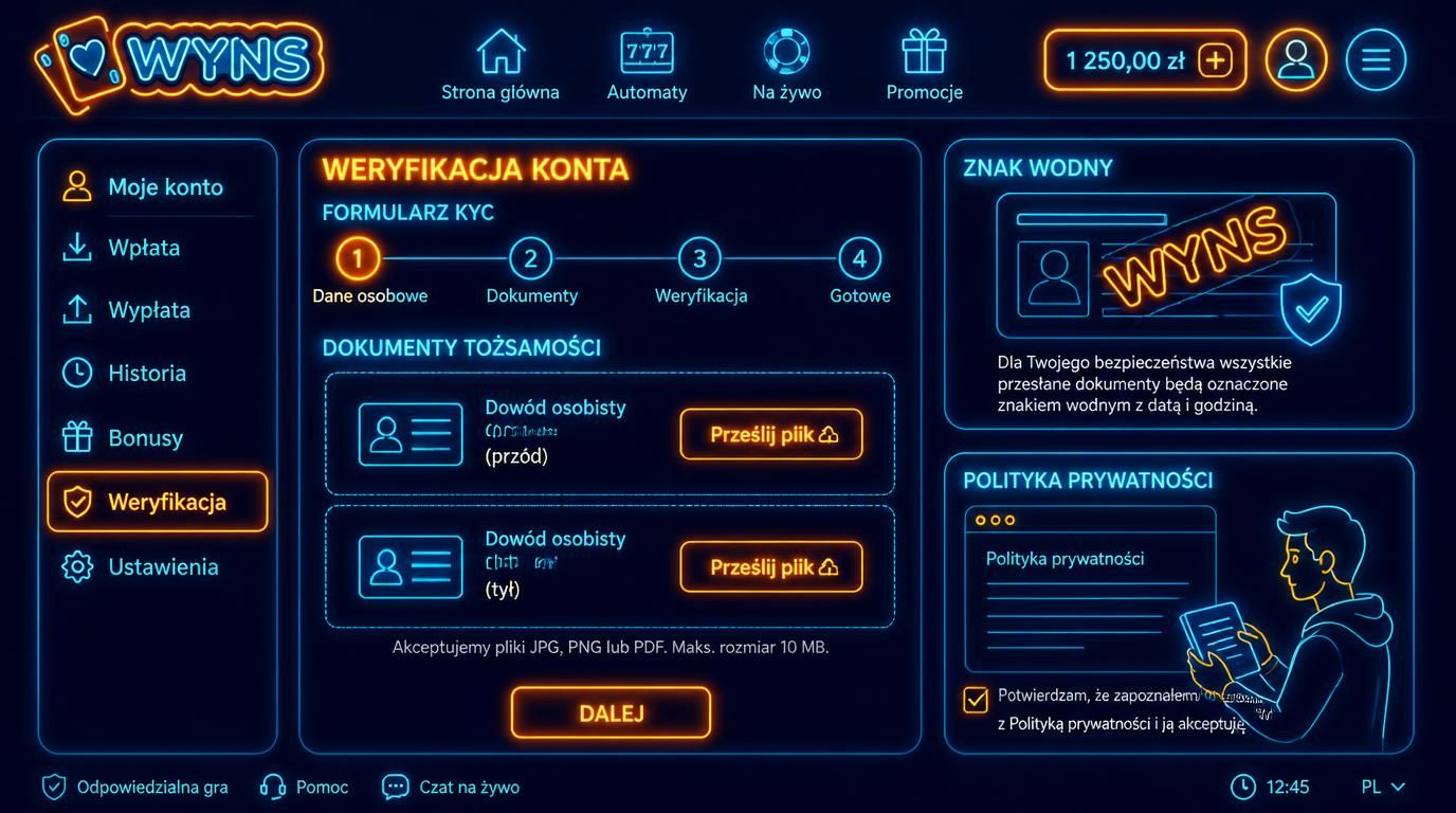  dokumenty, formularz KYC, tekst „Polityka prywatności”, znak wodny 